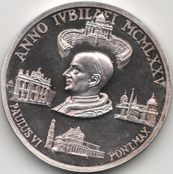 (1975) Монетовидный жетон Ватикан 1975 год &quot;Святой Год Милосердия&quot;  Серебро Ag 800  PROOF